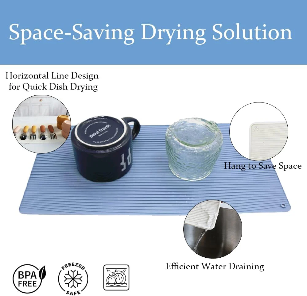CASASUNCO Silicone Drying Mat 39.4cmx 19.6cm, Blue - Image 2