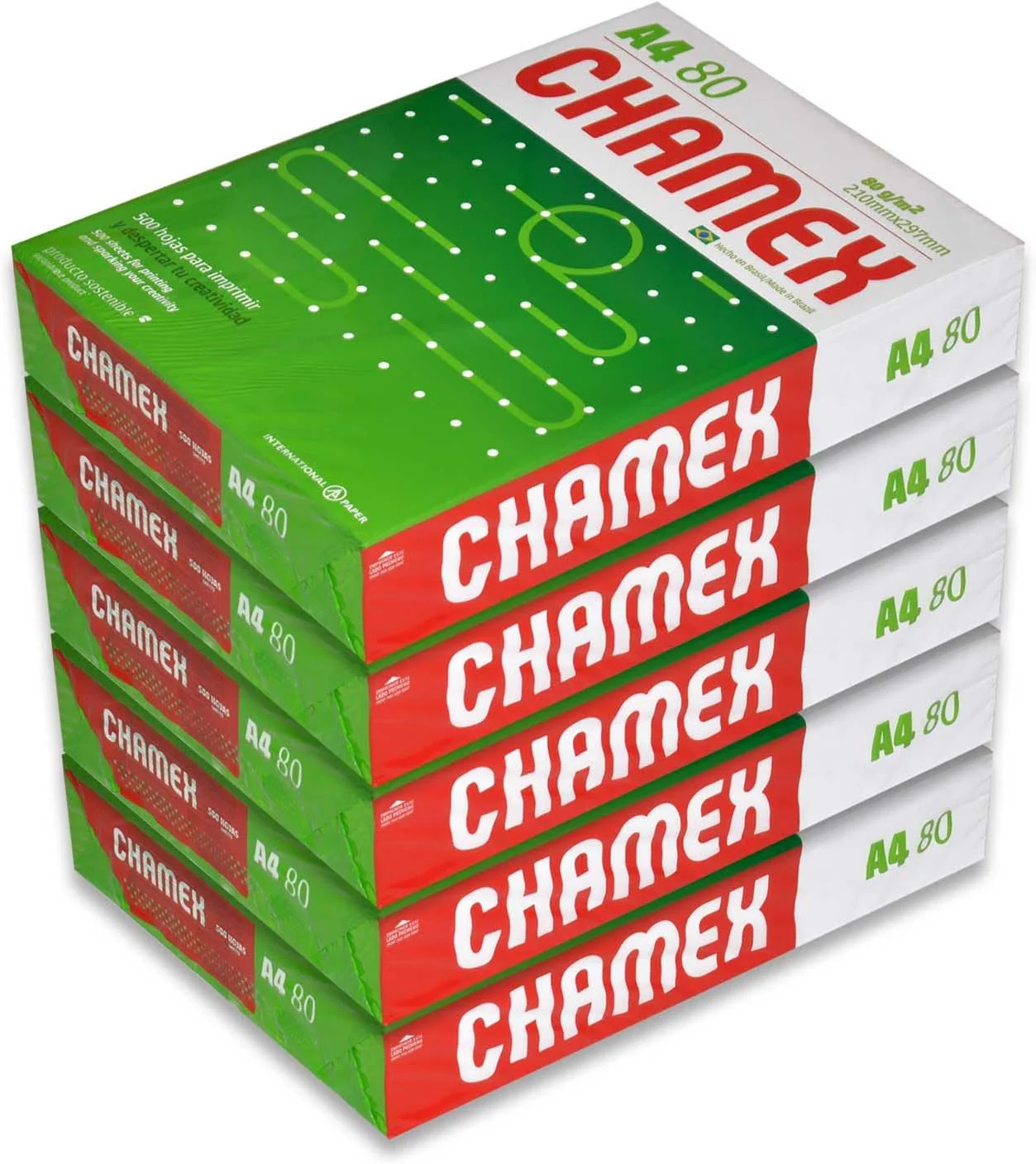 Chamex Photocopy Paper A4 Size, 80 GSM 500 Sheets per Pack White Pack of 5