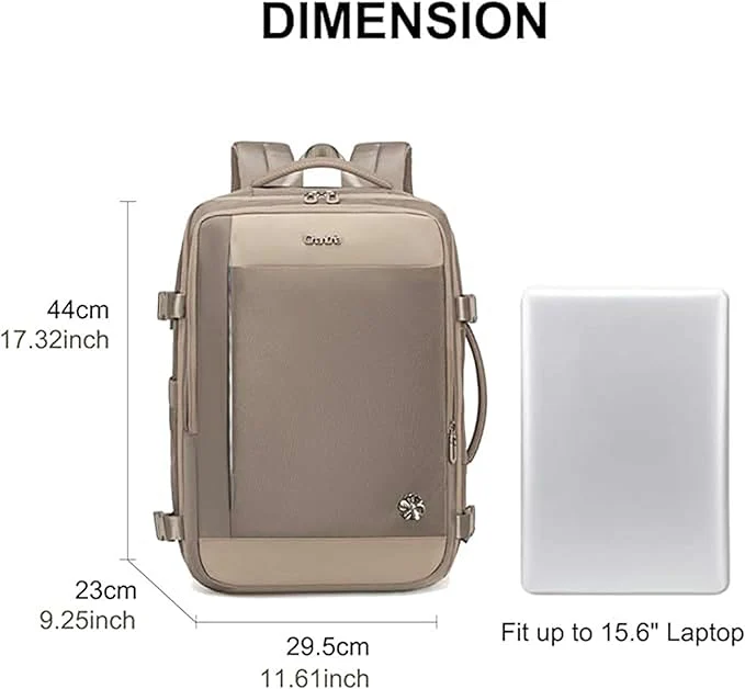 Chantria Expandable Premium Travel Backpack Water Resistant Multifunctional Backpack 29.5cm*23.5cm*44cm, 100% Polyester, Khaki-CB00606 - Image 3