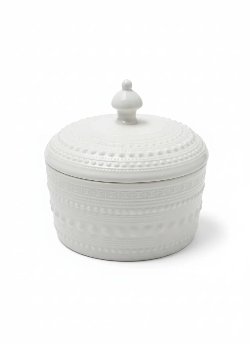 Christian Verucci 6.25-Inch Premium Ceramic Halwa/Serving Bowl with Lid – White Classic Gloss