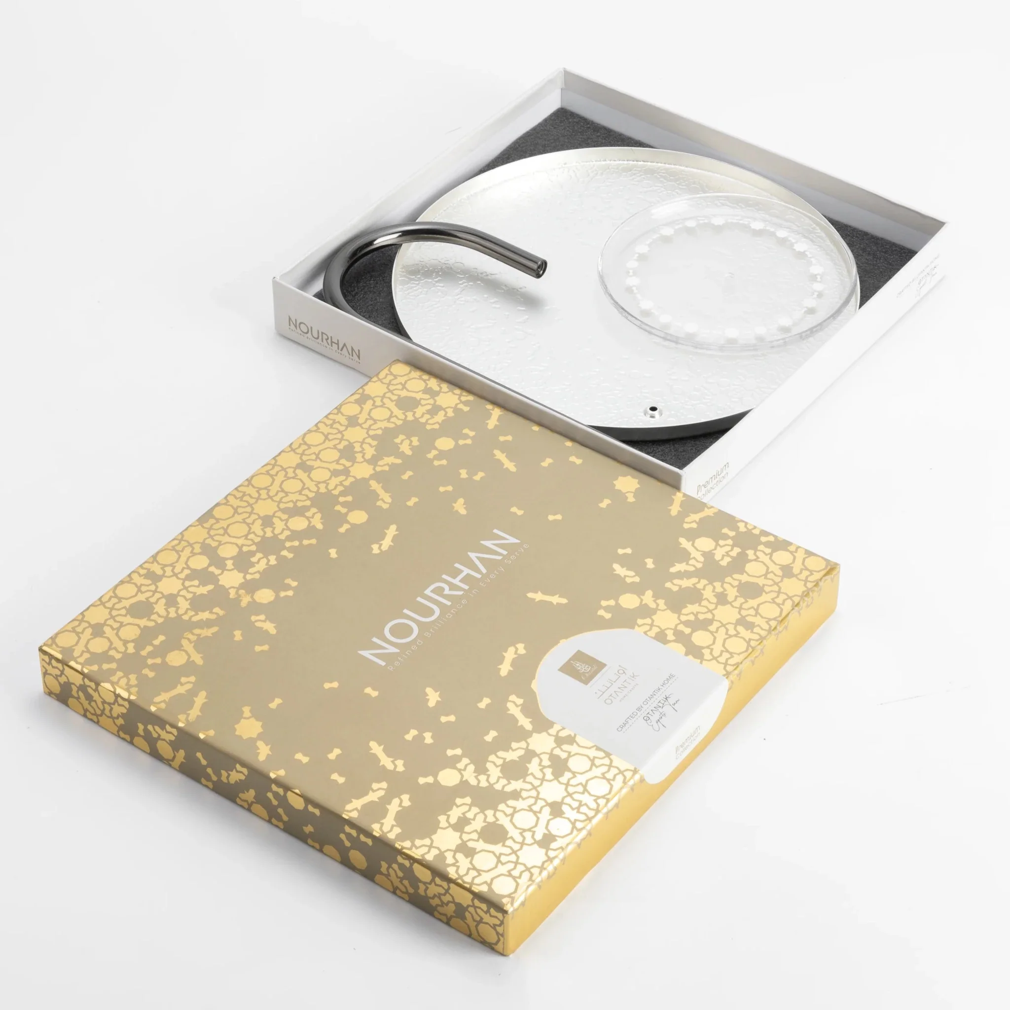 Otantik Stainless Steel Two-Tier Stand With Bracket From Nourhan - Matte Silver + Shiny Silver - Image 3