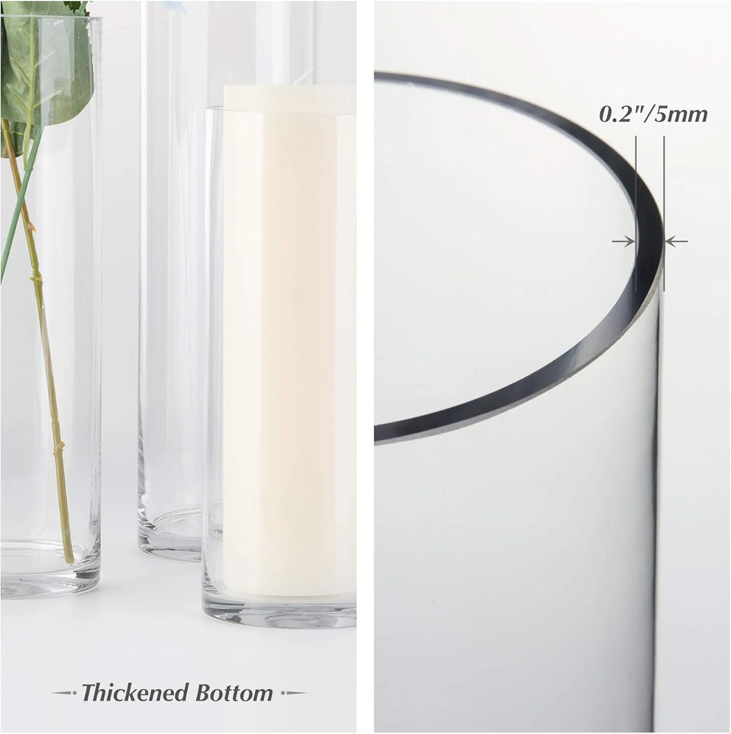 AKDC Clear Cylinder Glass Vase, 3"x12"H Skinny&Narrow for Wedding Party Flowers Centerpieces Home Decorations - Image 3