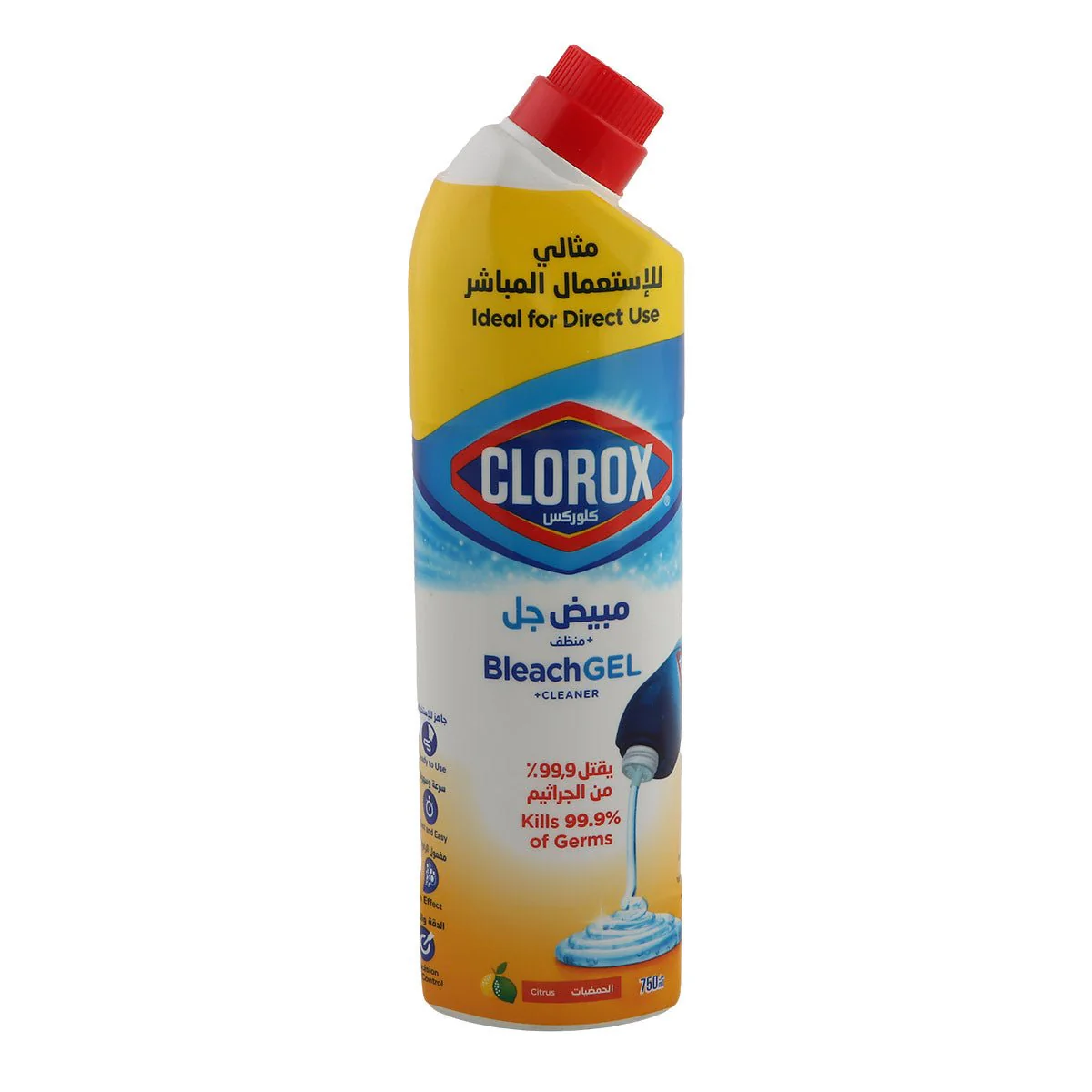 Clorox Bleach Gel Power Citrus Rush Kills 99.9 Percent Of Germs-750ml
