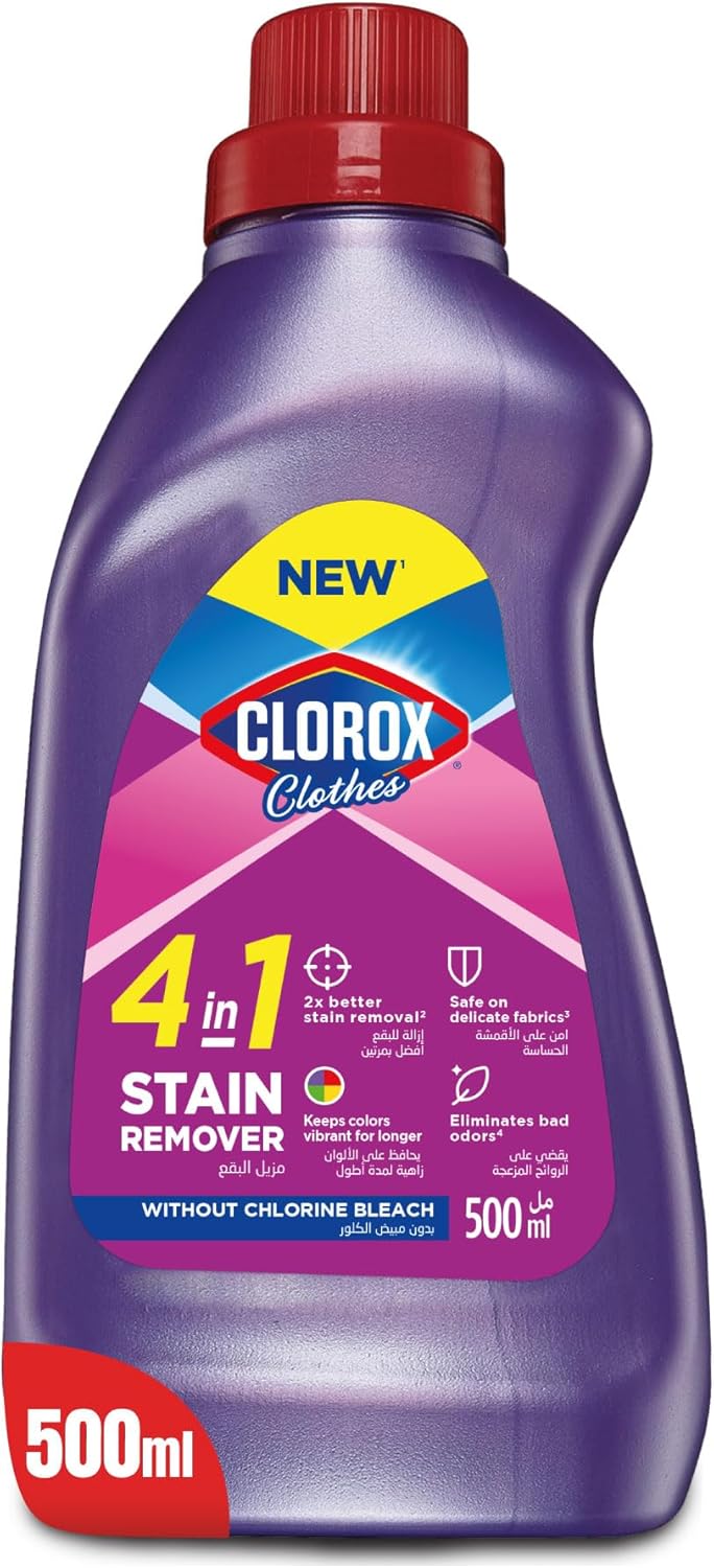 Clorox Clothes 4-in-1 Stain Remover 500ml, Without Chlorine Bleach, Keep Colors Vibrant for Longer