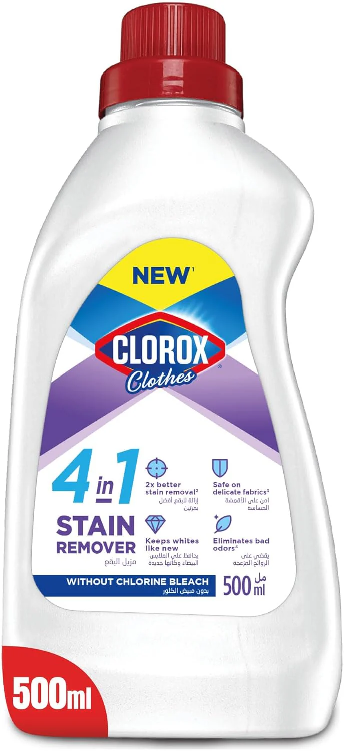 Clorox Clothes 4-in-1 Stain Remover 500ml, Without Chlorine Bleach, Keep Whites Like New
