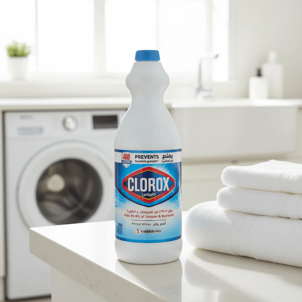 Clorox Liquid Bleach Kills 99.9% of Viruses and Bacteria, 48 Hours Prevents Bacteria Growth, Removes Stains-950ml - Image 2