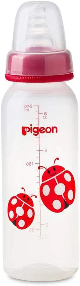 Pigeon Slim Neck Animal Decorated Plastic Feeding Bottle, Ultra Soft Silicone Nipple, Anti Colic, Bpa & Bps Free, 240Ml, Multicolor