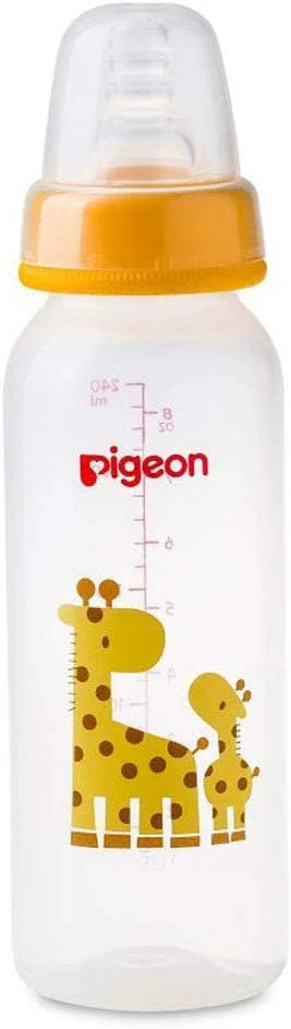 Pigeon Slim Neck Animal Decorated Plastic Feeding Bottle, Ultra Soft Silicone Nipple, Anti Colic, Bpa & Bps Free, 240Ml, Multicolor - Image 2