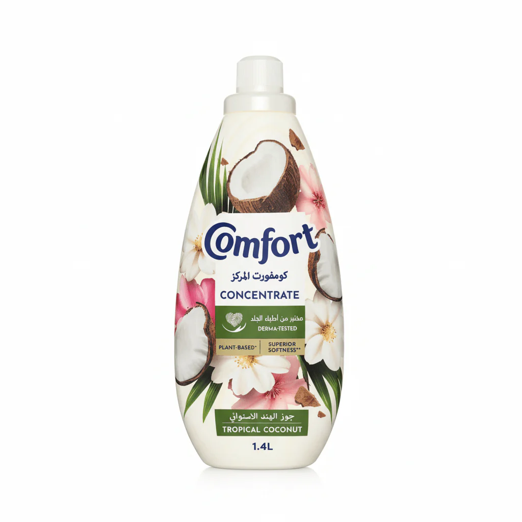 Comfort Concentrate Fabric Softener 1.4L, Tropical Coconut, Plant Based, Superior Softness