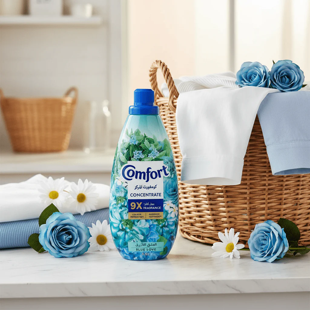 Comfort Concentrate Fabric Softener 1.5L, Blue Love, 9X Fragrance, Colour Protection and Superior Softness - Image 2
