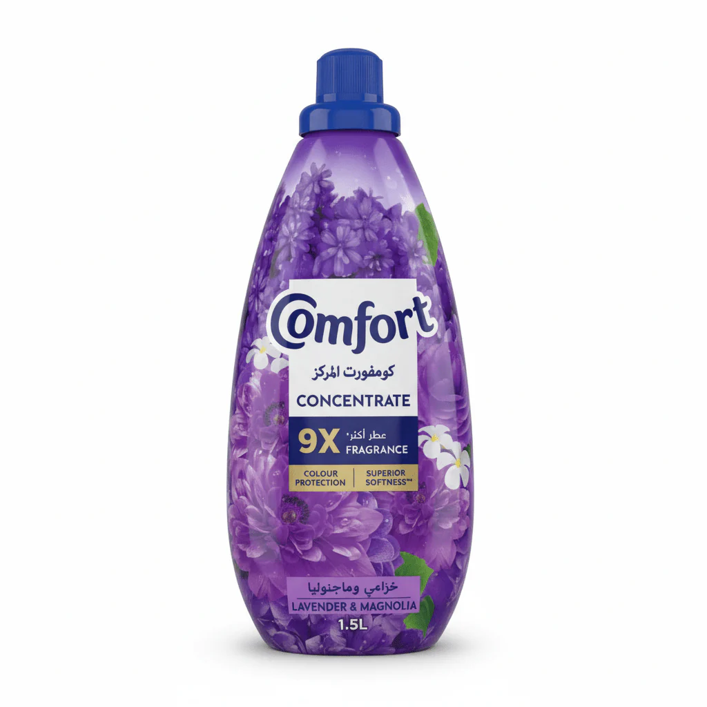 Comfort Concentrate Fabric Softener 1.5L, Lavender & Magnolia, 9X Fragrance, Colour Protection and Superior Softness