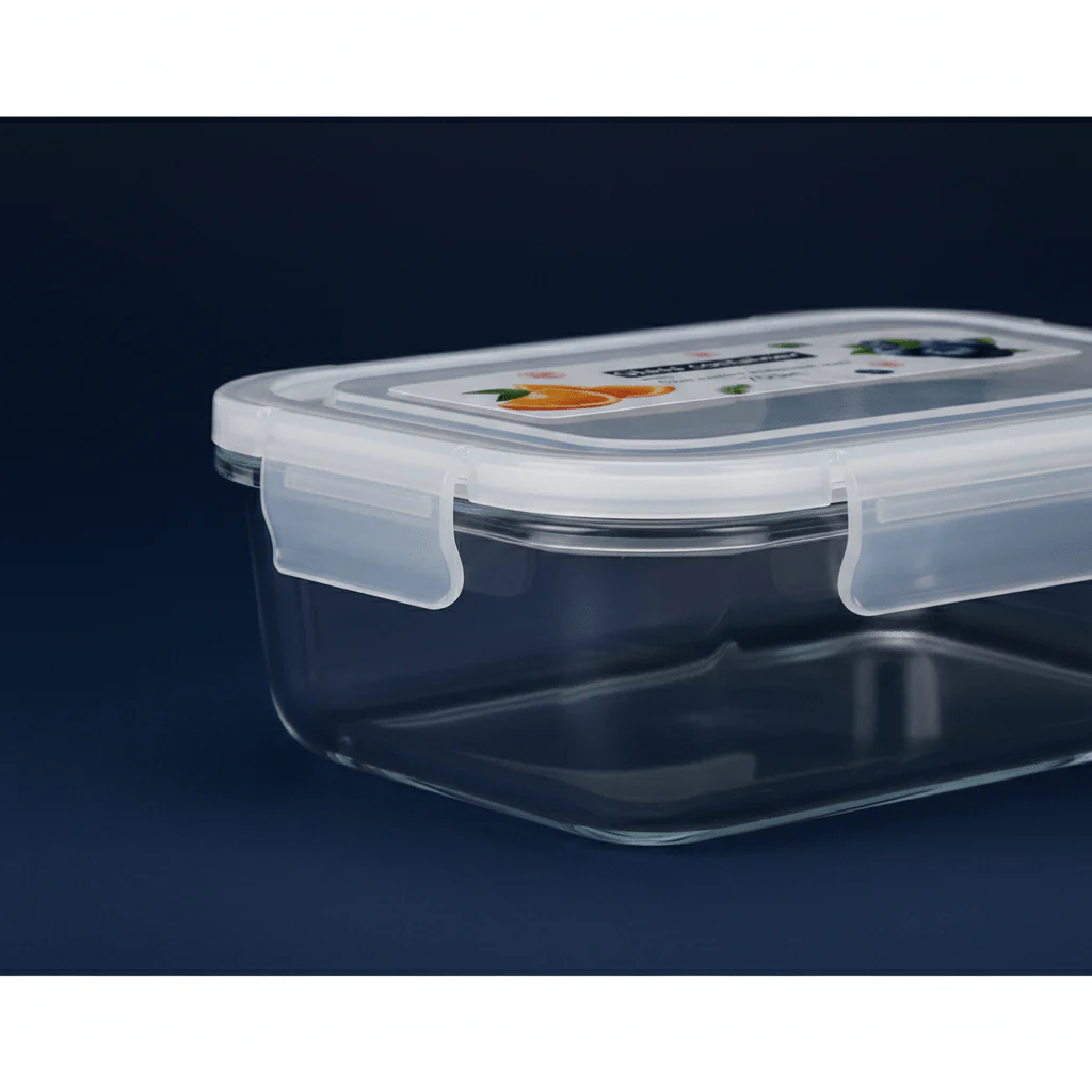 Compact Rectangular Glass Food Storage Container with Airtight Freshness-Seal Lid – Space Saving Design – 700 ml - Image 3