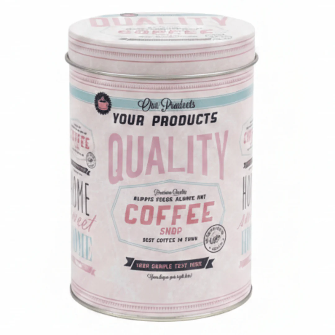 Cream Metal Canister with Elegant Vintage Print | 13×9 cm | Airtight Storage Tin