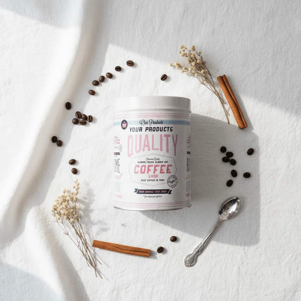 Cream Metal Canister with Elegant Vintage Print | Airtight Storage Tin | 14×10 cm - Image 3