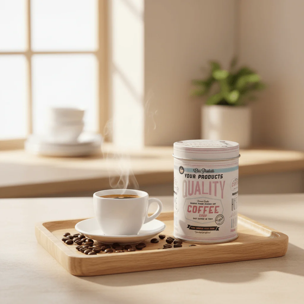Cream Metal Canister with Elegant Vintage Print | Compact Airtight Storage Tin | 9×6 cm - Image 2