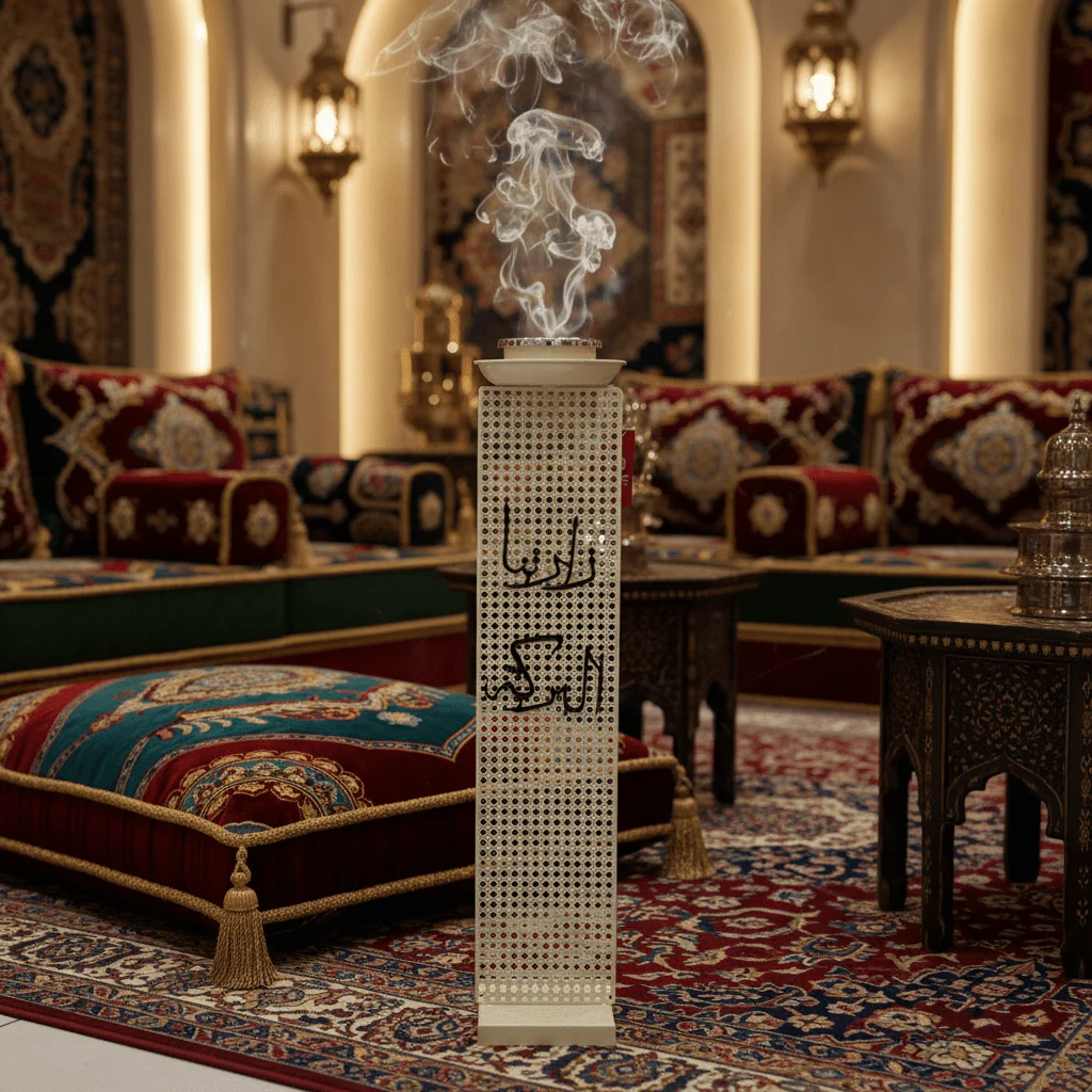Cream Metal Incense Burner — Minaret Tower Design | 75cm | Arabic Bakhoor Holder - Image 2