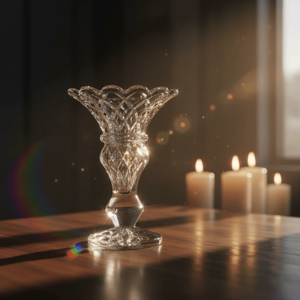 Crystal Flower Vase 16cm – Ornate Cut Glass Centerpiece - Image 3