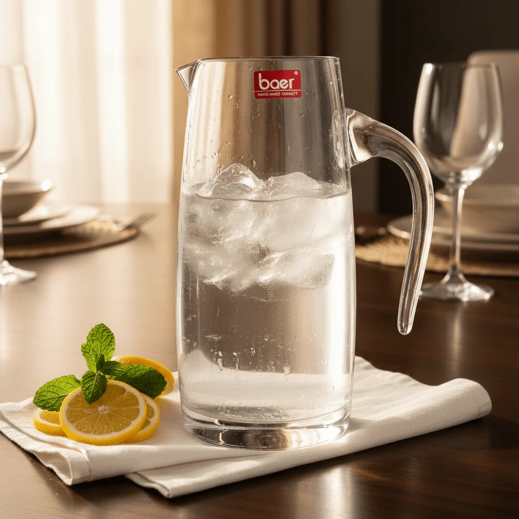 Baer Crystal Large Glass Beverage Dispenser with Handle – Multipurpose Serving Bottle for Water Juice & Beverages – 1000 ml - Image 2