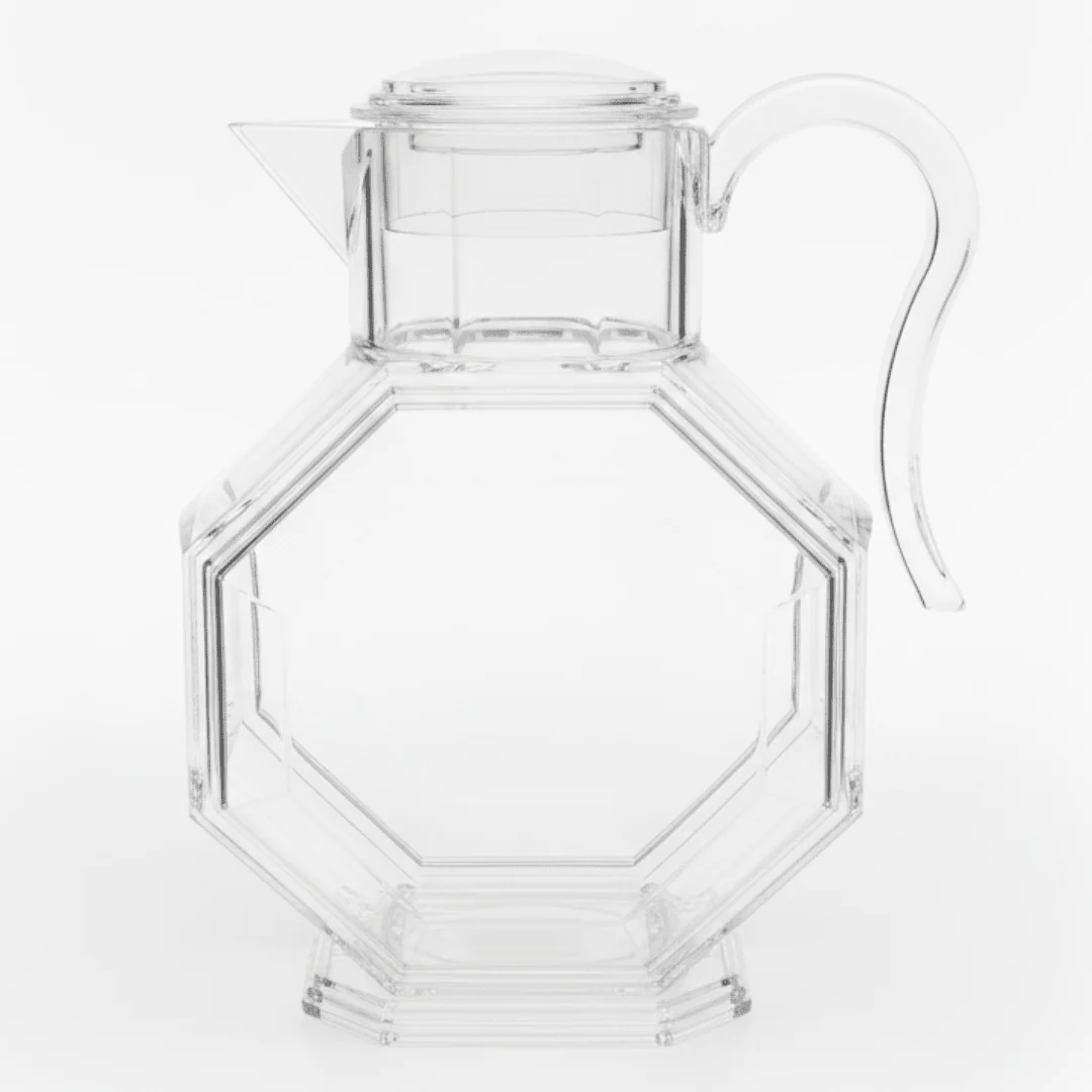 Crystal Octagon Designer Clear Acrylic Water Jug with Contemporary Geometric Style – 23 cm