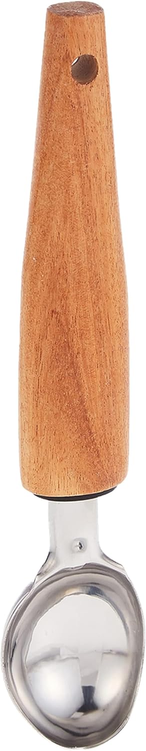 Cuisine Art Staineless Steel Ice Cream Scoop With Acacia Wood Handle-21cmX4cm-Silver & Brown