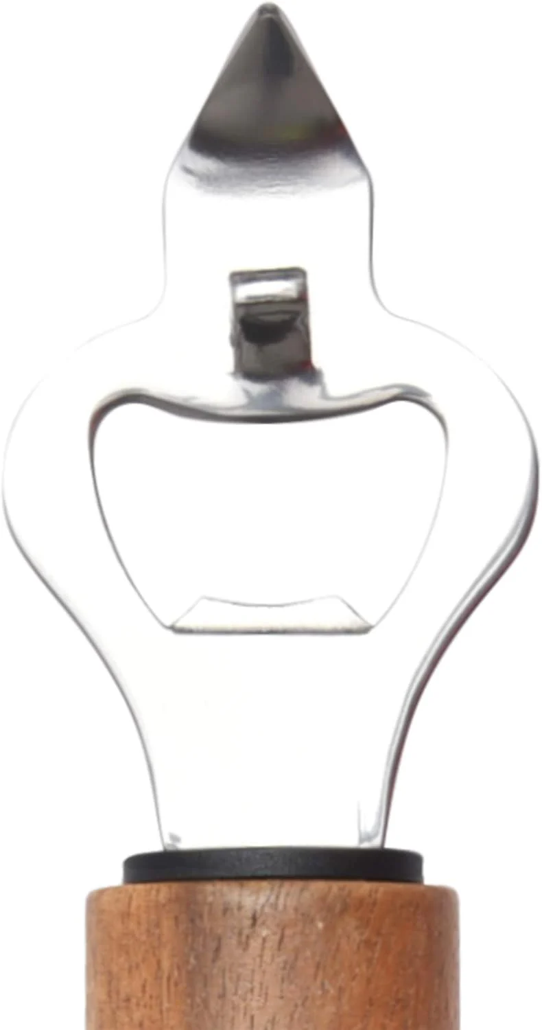 Cuisine Art Stainless Steel Bottle Opener with Acacia Wood Handle-20cm-Silver & Brown - Image 2