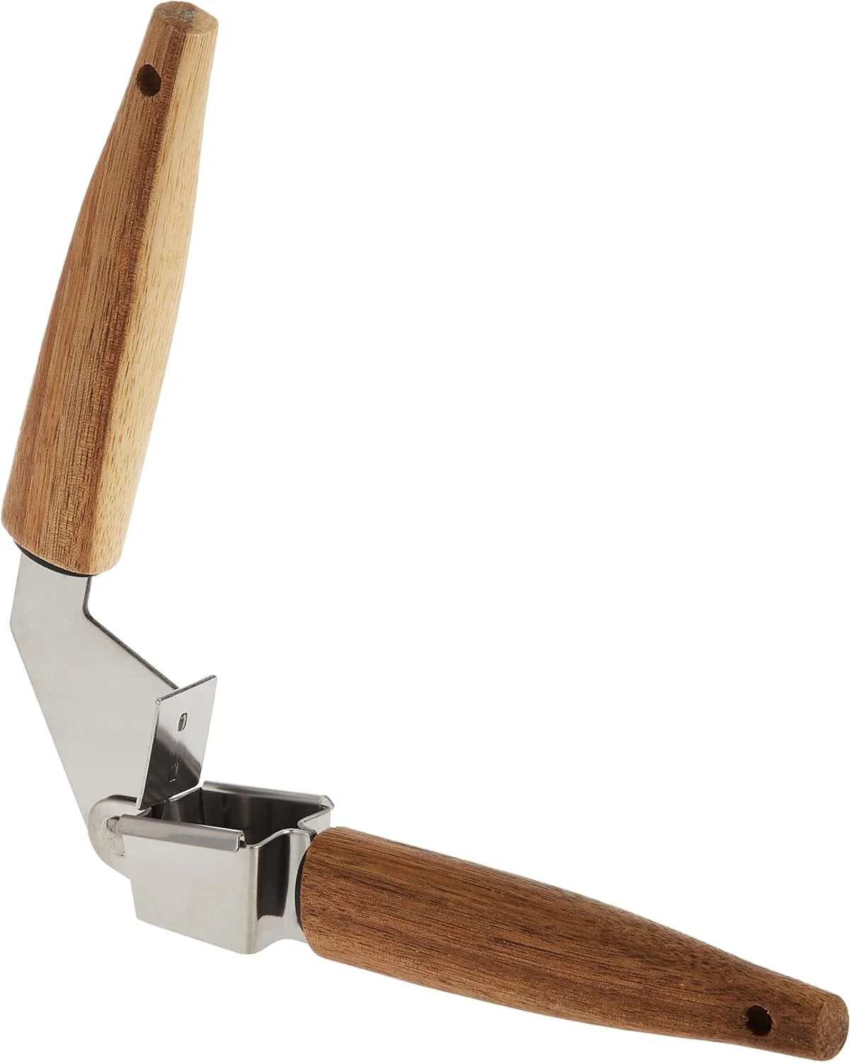 Cuisine Art Stainless Steel Garlic Presser with Acacia Wood Handle-20cm-Silver & Brown - Image 2