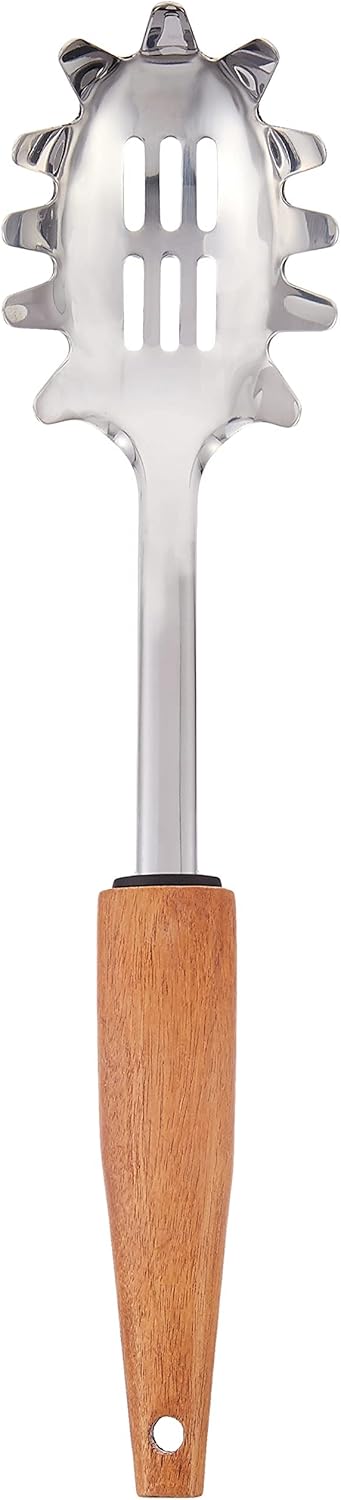 Cuisine Art Stainless Steel Spaghetti Server With Acacia Wood Handle-32cmX7cm-Silver & BrownÂ  - Image 2