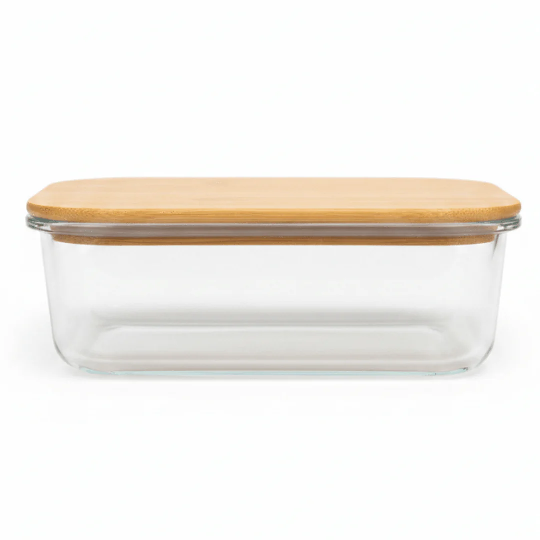 Cuisine Art Rectangular Glass Food Container with Premium Bamboo Lid – Stylish Kitchen Storage – 1040 ml Capacity