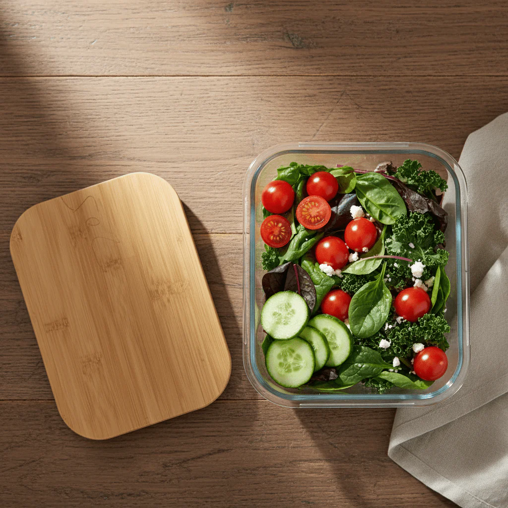 Cuisine Art Rectangular Glass Food Container with Premium Bamboo Lid – Stylish Kitchen Storage – 1040 ml Capacity - Image 3