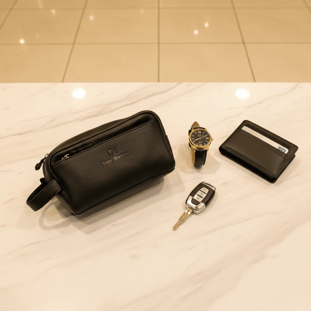 Dany Morris Black Elegant Leather Handbag Pouch 20×10 cm Compact and Sophisticated Daily Carry Option - Image 2