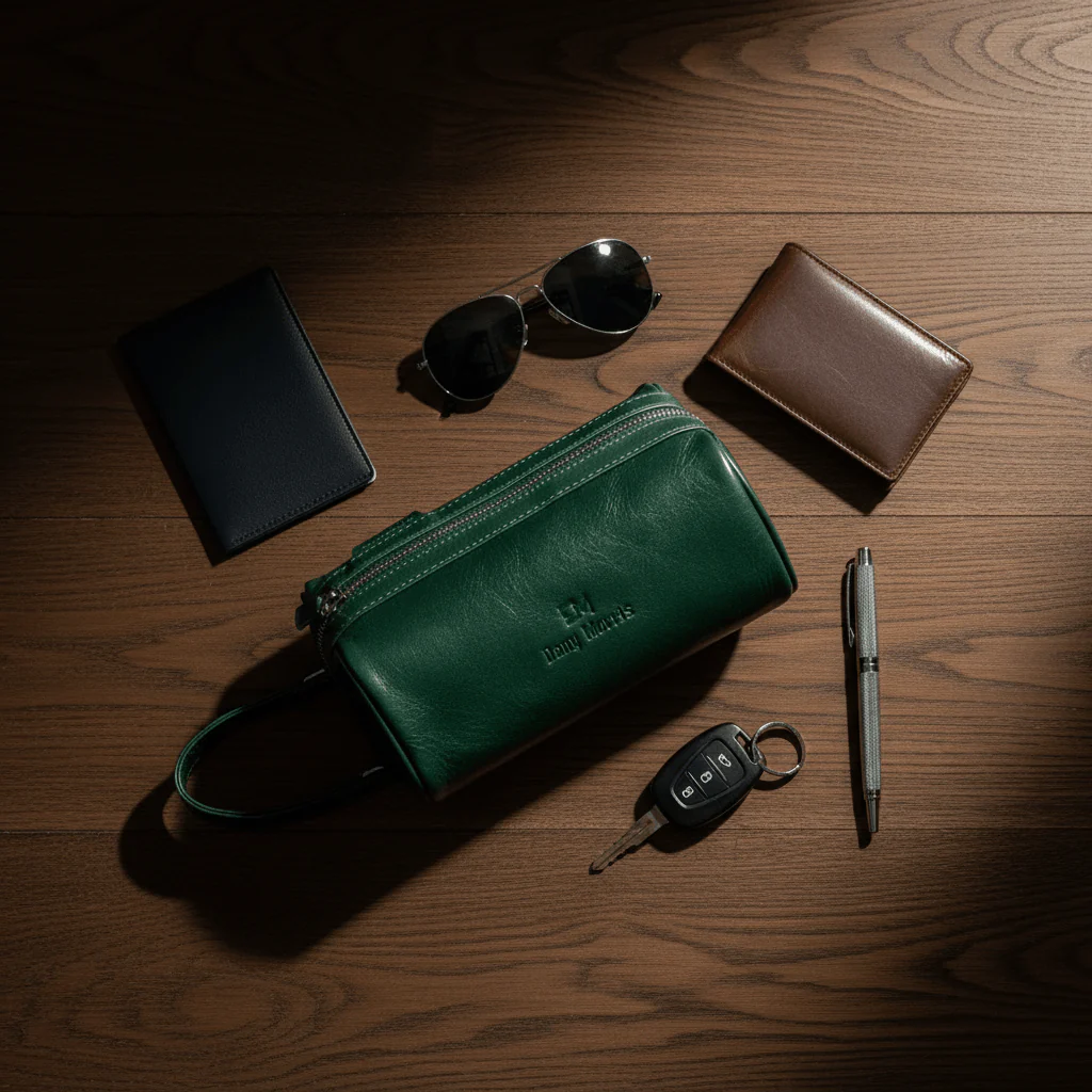 Dany Morris Green Elegant Leather Handbag Pouch 20×10 cm Unique Color Stylish Design for Trendy Carry Use - Image 3