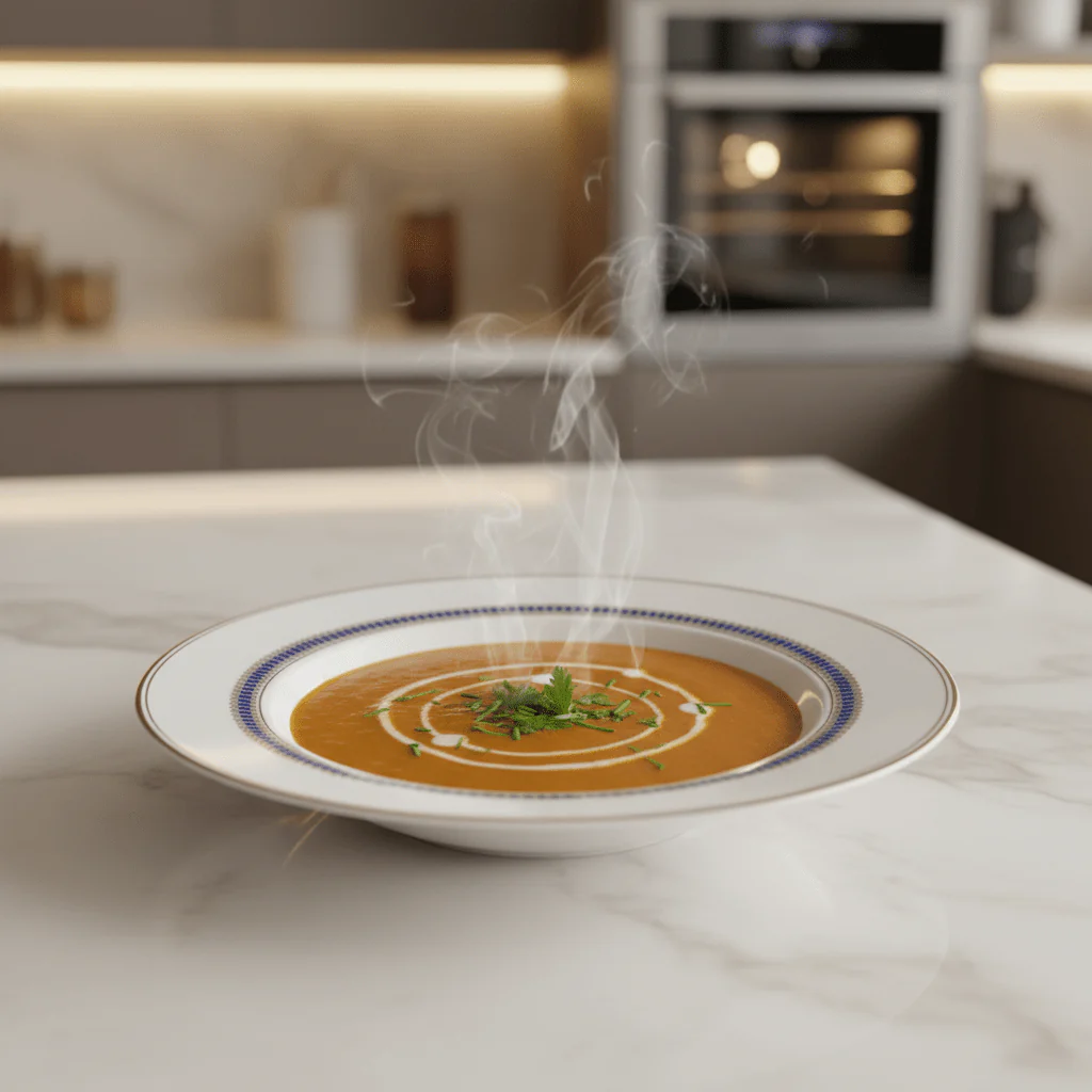 Decopor White Porcelain Soup Plate with Golden Rim & Cobalt Blue Design — 8.5 Inch - Image 2