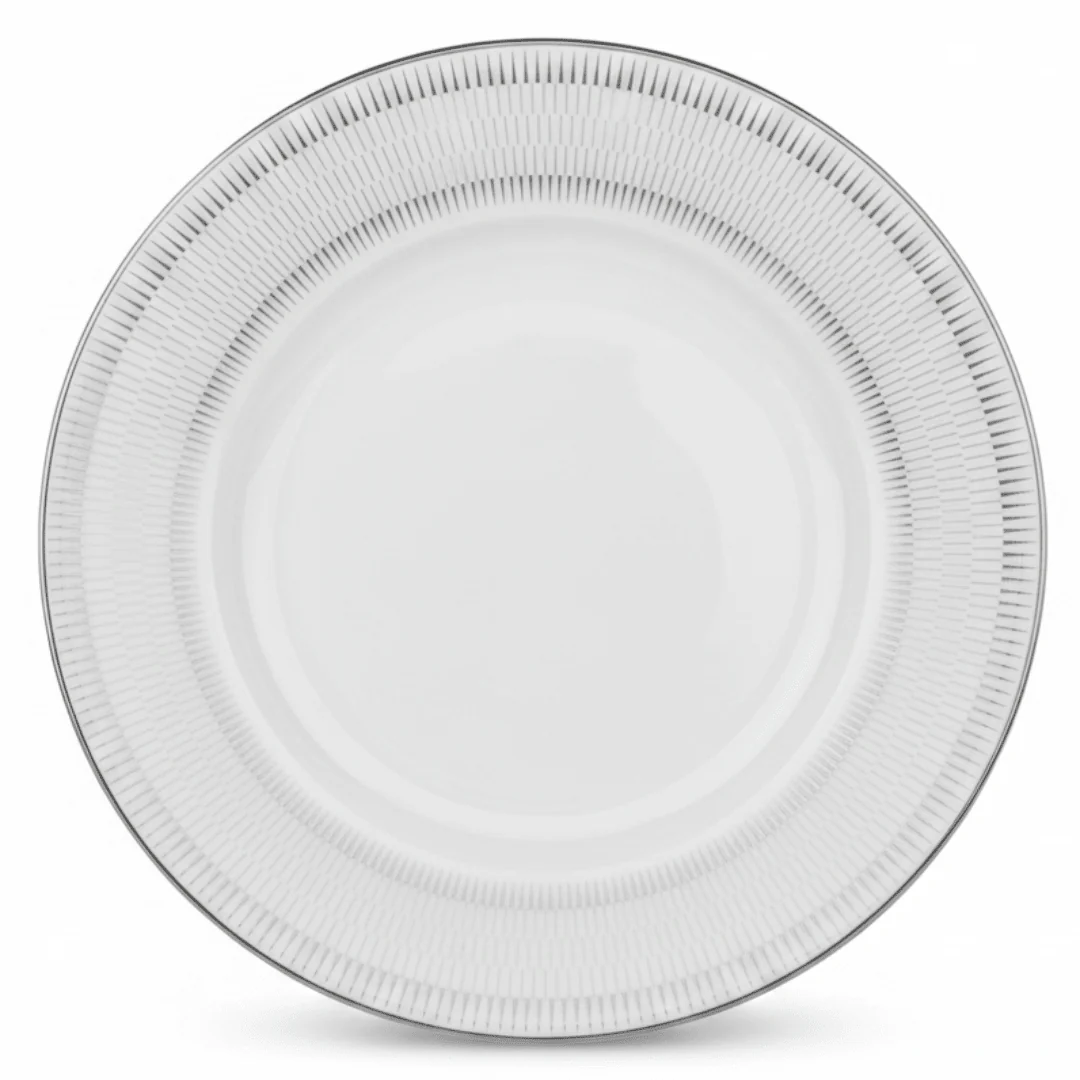 Decopor White Porcelain Side Plate with Silver Rim | 6 Inch | Premium Tableware