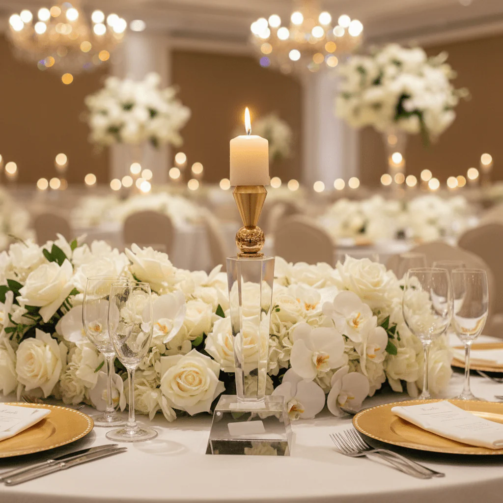 Decorative Crystal & Gold Metal Candle Holder for Elegant Table Centerpieces – 27cm - Image 2