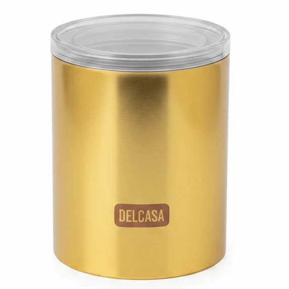 Delcasa Premium Airtight Golden Acrylic Storage Canister for Kitchen Dry Food Storage 750 ml