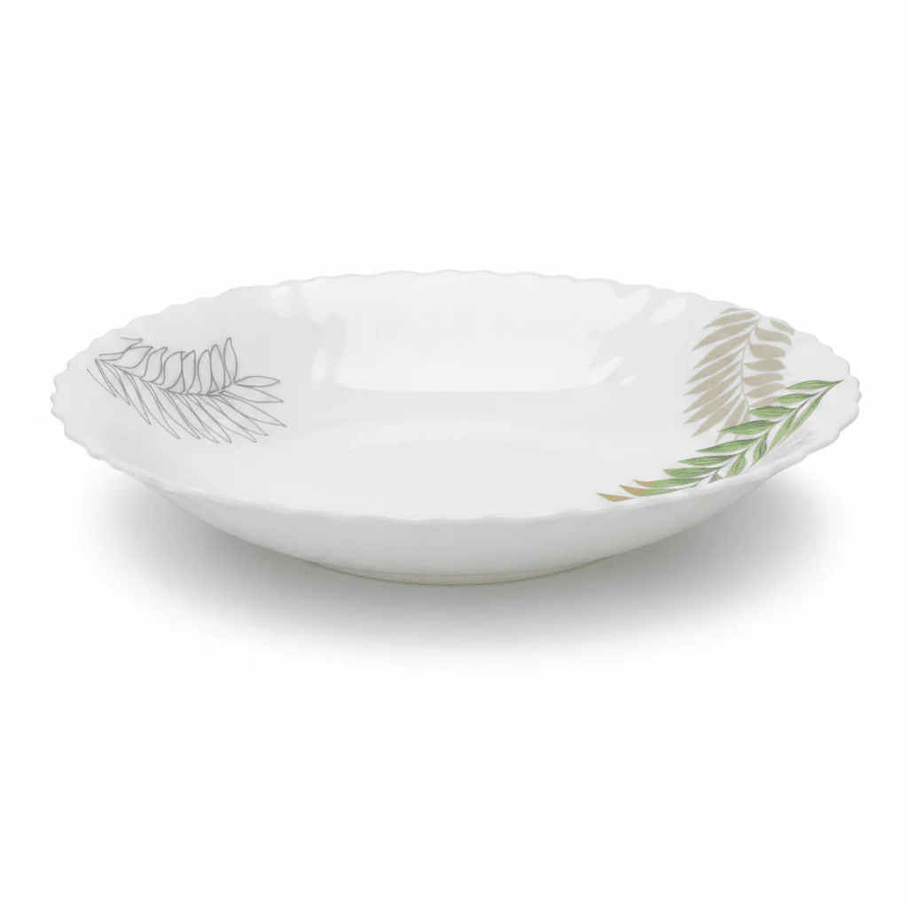 Delcasa White Opalware Soup Bowl with Classic Leaf Design – 8.5 Inch - Image 4