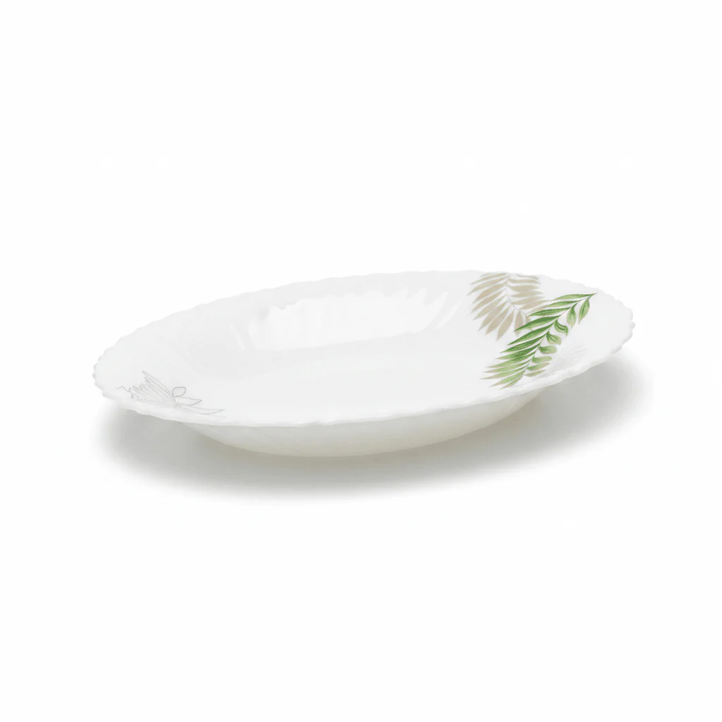Delcasa White Opalware Soup Plate with Decorative Leaf Design – 9 Inch - Image 4