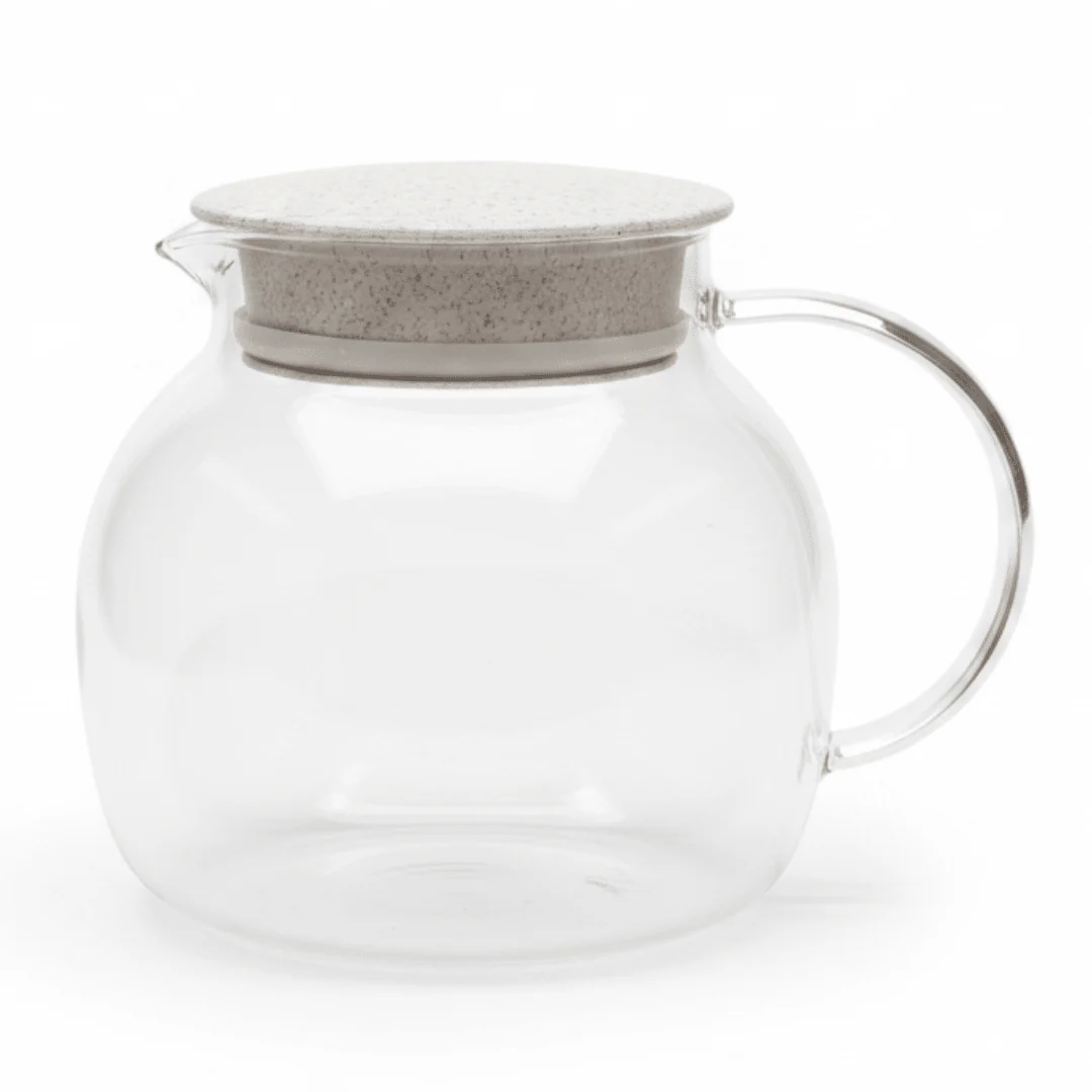 Deli Compact Glass Water Jug with Elegant Lid – Space-Saving Drink Pitcher (1.18 L)
