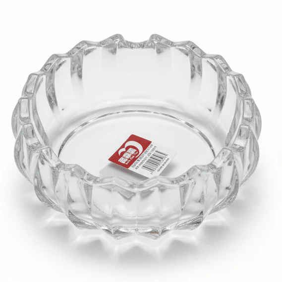 DELI Lotus Dew Design Glass Ashtray with Elegant Artistic Pattern – Premium Glass Ashtray for Tabletop Décor (12 cm)
