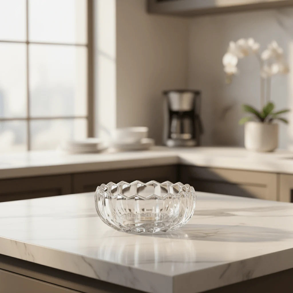 DELI Lotus Dew Design Glass Ashtray with Elegant Artistic Pattern – Premium Glass Ashtray for Tabletop Décor (12 cm) - Image 2