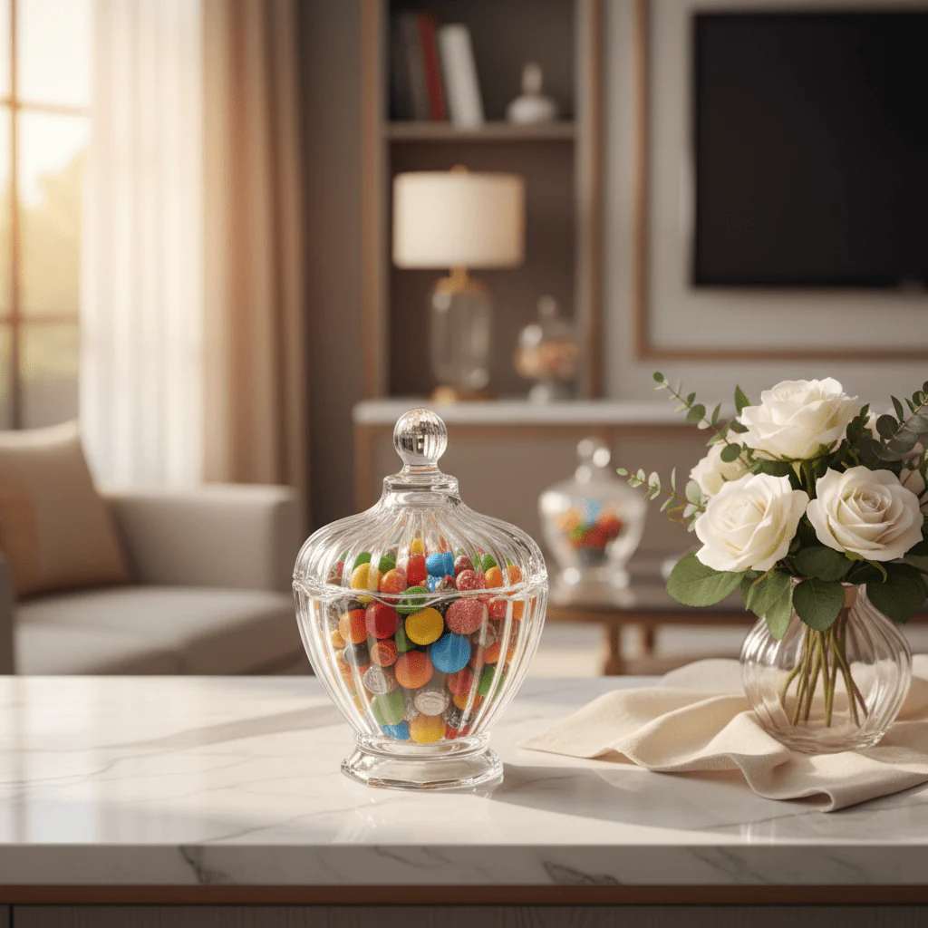 Deli Medium Glass Sugar Bowl with Lid Practical Kitchen Storage for Sugar and Condiments 12 x 12 cm - Image 2