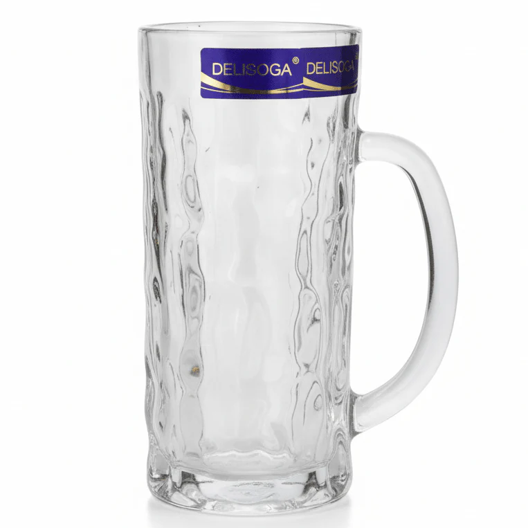 Delisoga Designer Elegant Glass Beer Mug Premium Quality Clear Glass for Serving Drinks – 450 ml
