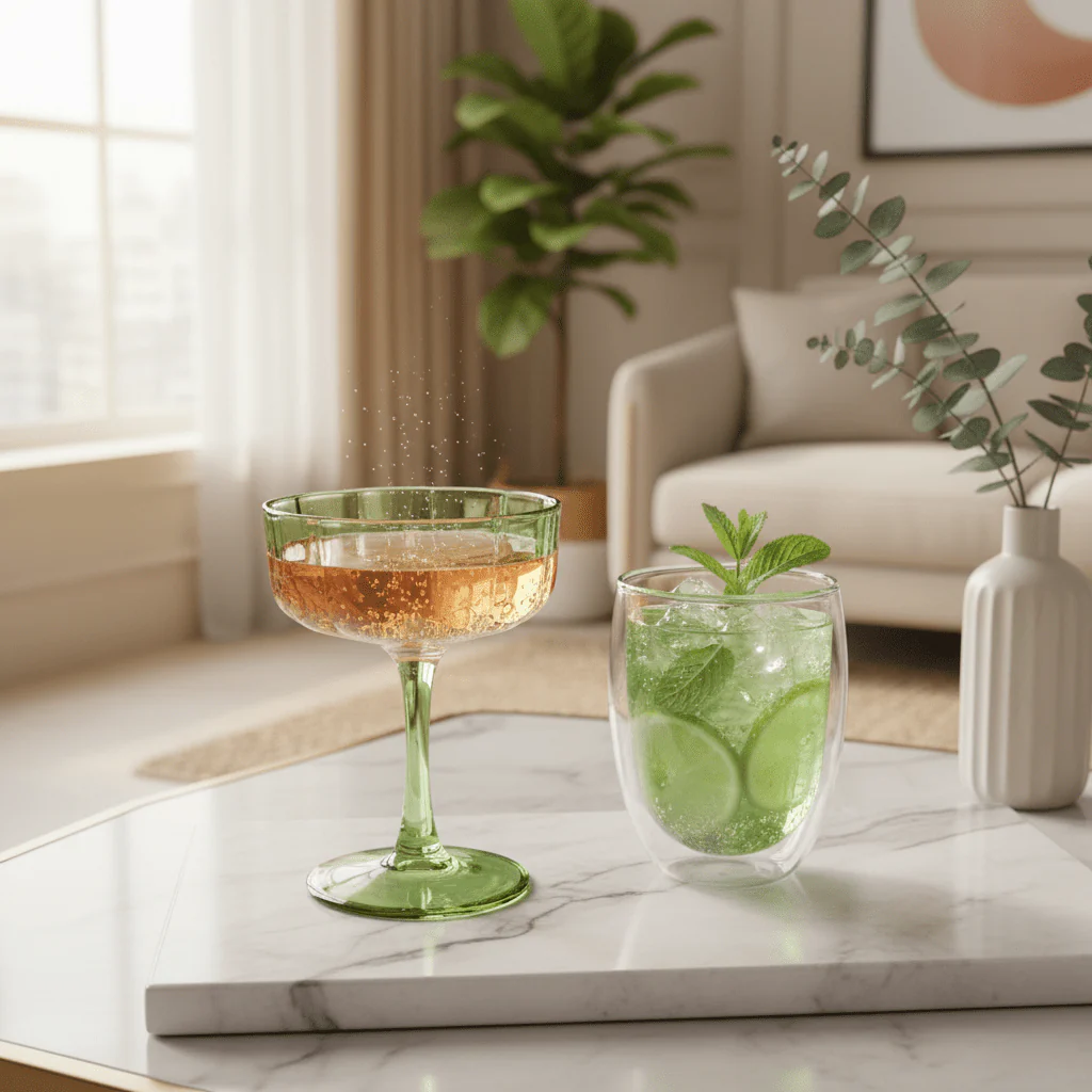 Delisoga Green Coloured Dessert Glass Cup – 200 ml Decorative Dessert Bowl for Ice Cream, Pudding & Sweet Servings - Image 2