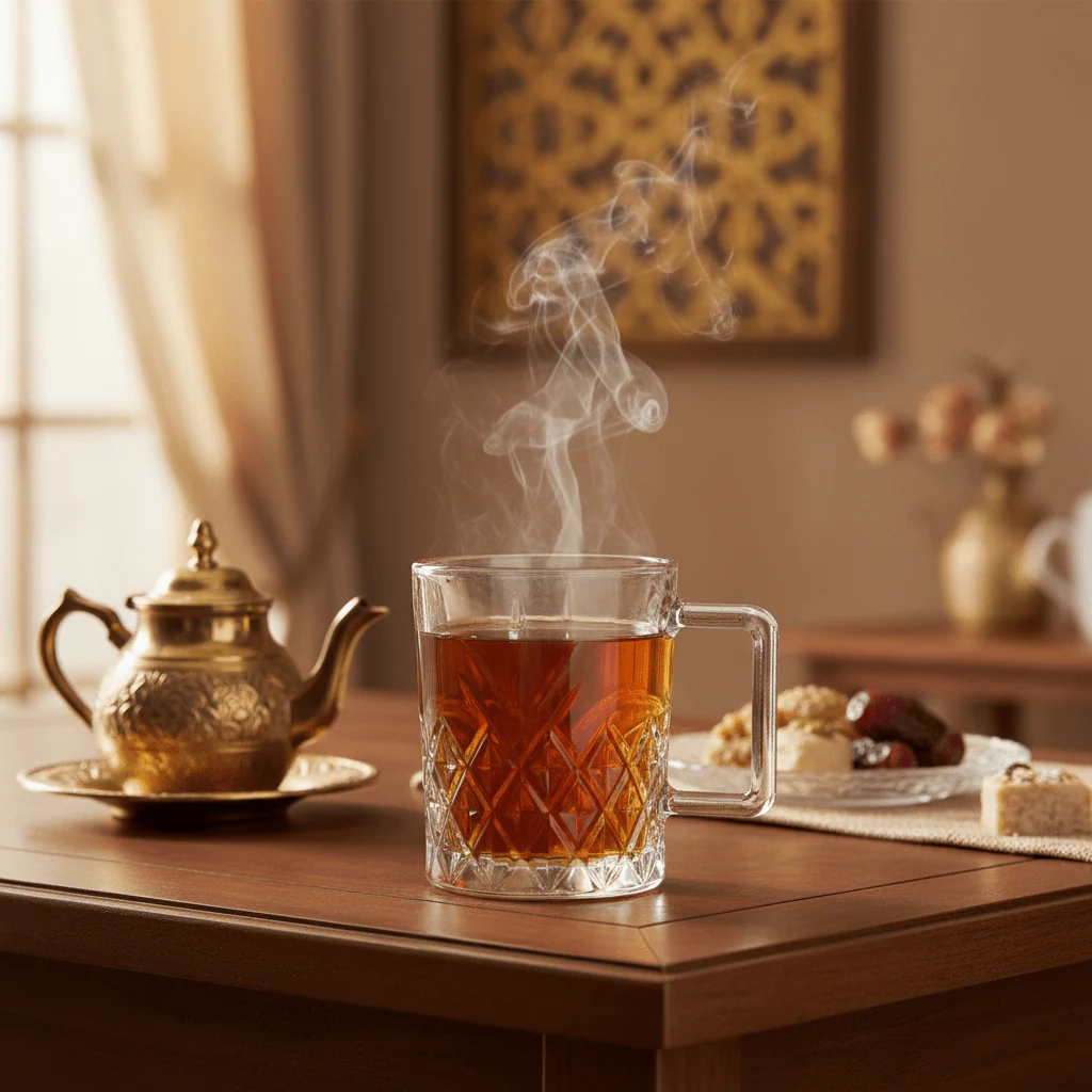 Delisoga Premium Diamond Pattern Clear Glass Mug with Handle for Tea Coffee 210ml - Image 2