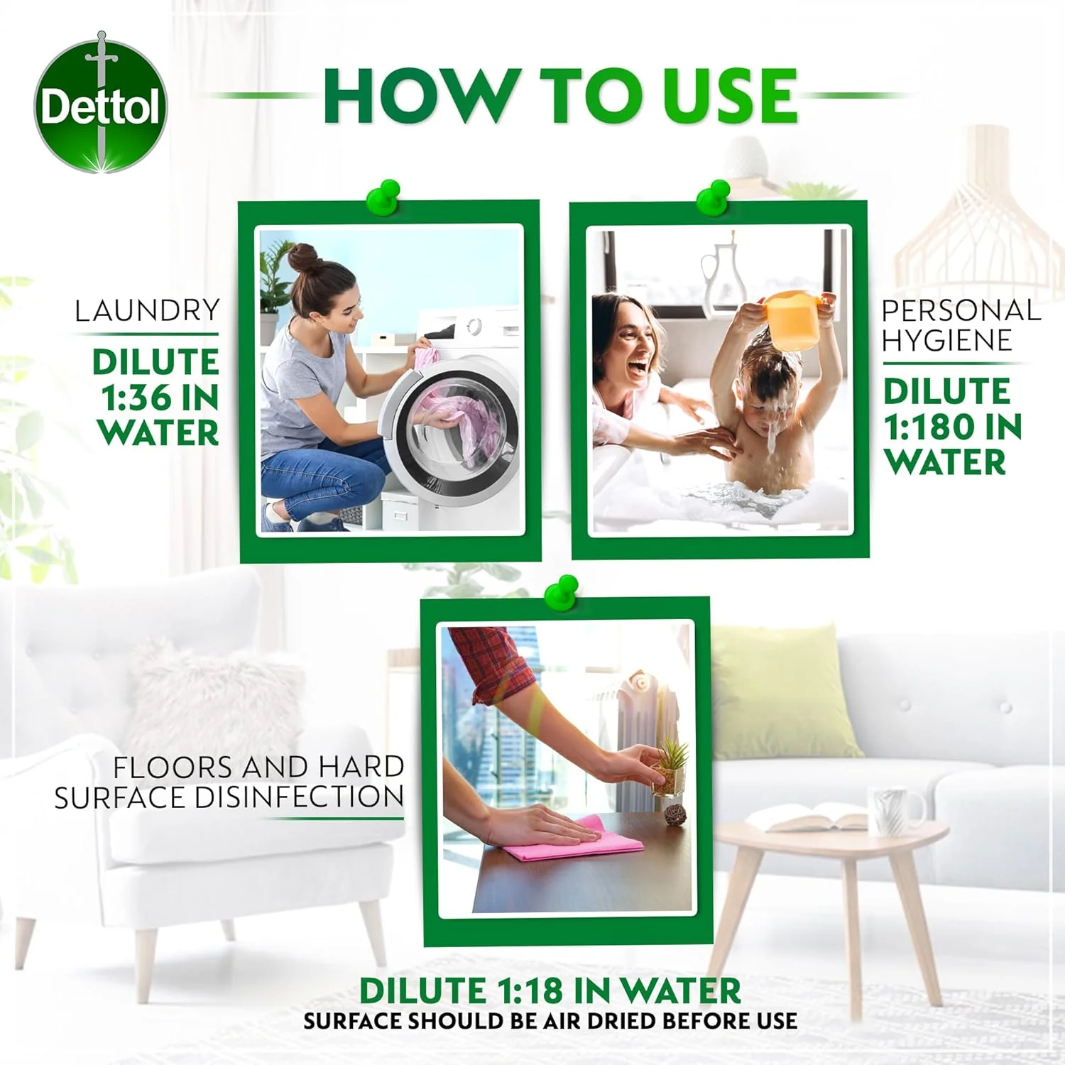 Dettol Antiseptic Antibacterial Disinfectant Liquid for Effective Germ Protection & Personal Hygiene, Used in Floor Cleaning, Bathing and Laundry, 2L (Packaging may vary) - Image 2