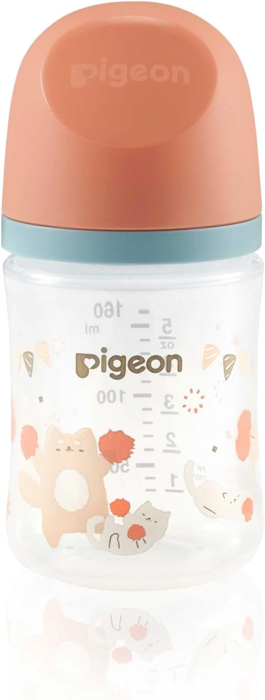 Pigeon Softouch Wide Neck Peristaltic PLUS Decorated Feeding Nursing Bottle, SS Nipple Size, BPA Free, 0 + Months, 160ml - Assorted Color