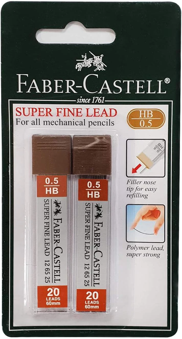Faber-Castell Super Fine Lead 0.5mm HB – Twin Pack (126525-2)