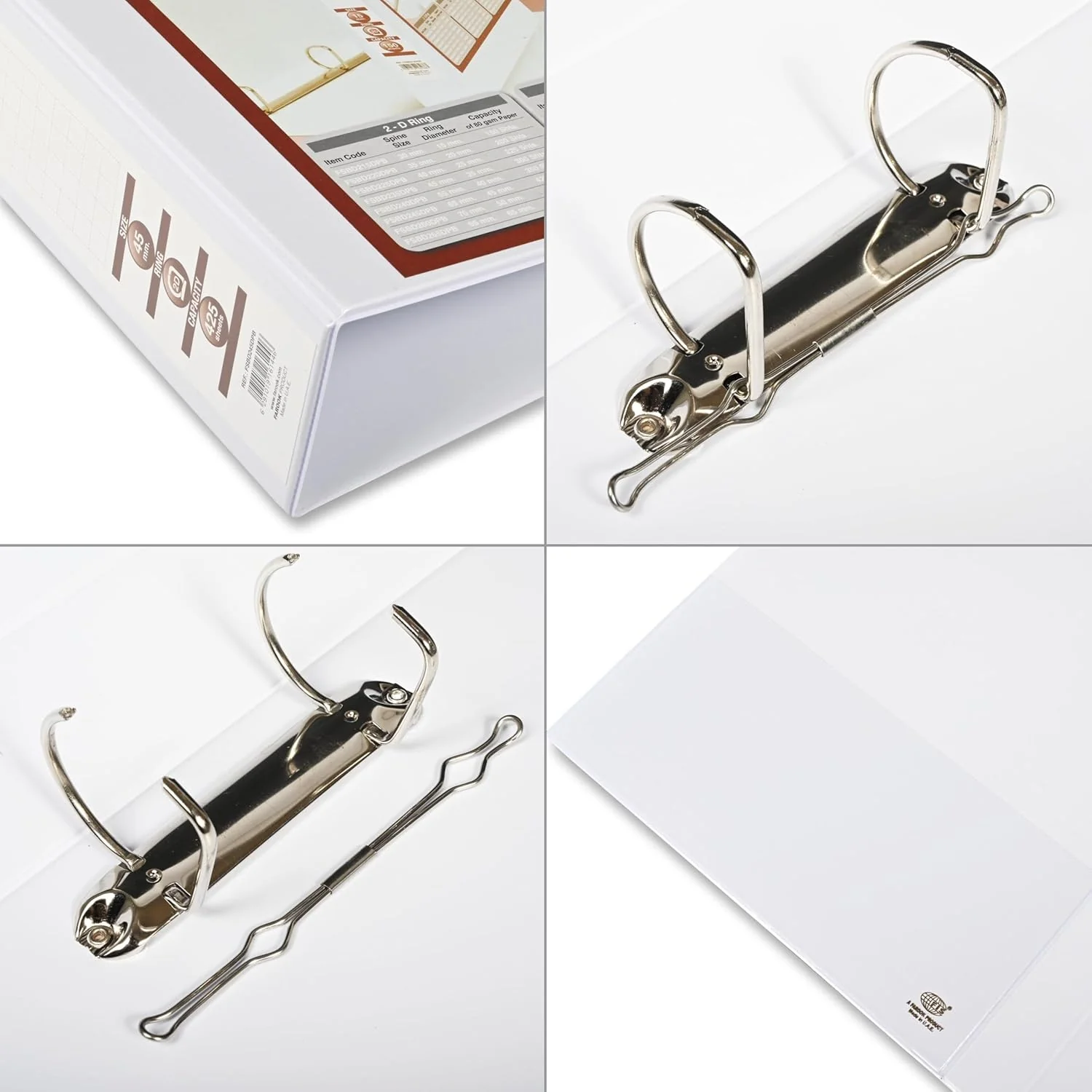FIS A4 Presentation Ring Binder – 2D Ring, 45mm, 2.50" Spine, White | FSBD245DPB - Image 3