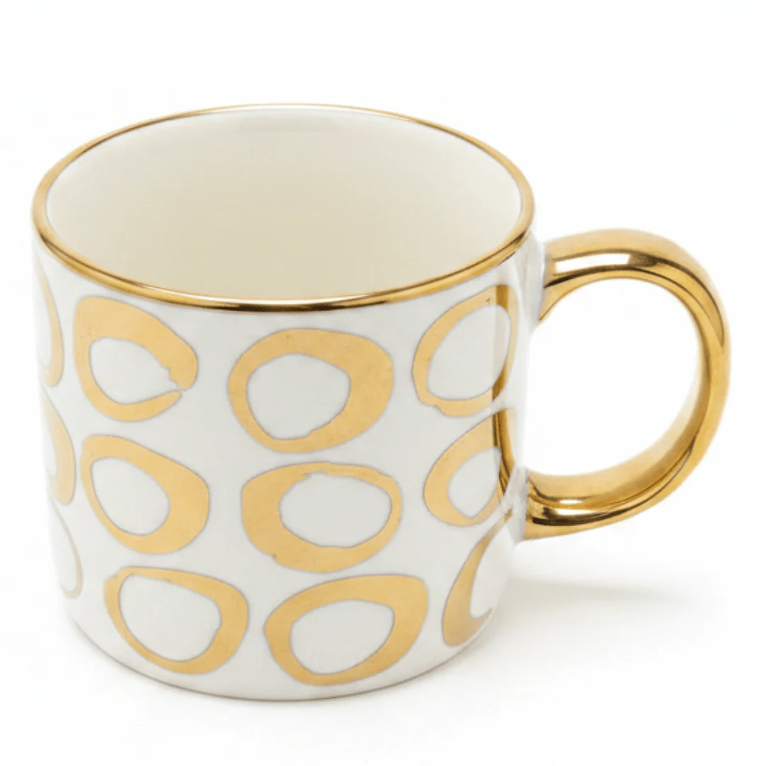 Golden Elegance Ceramic Mug | White & Gold Luxury Drinkware | 350ml