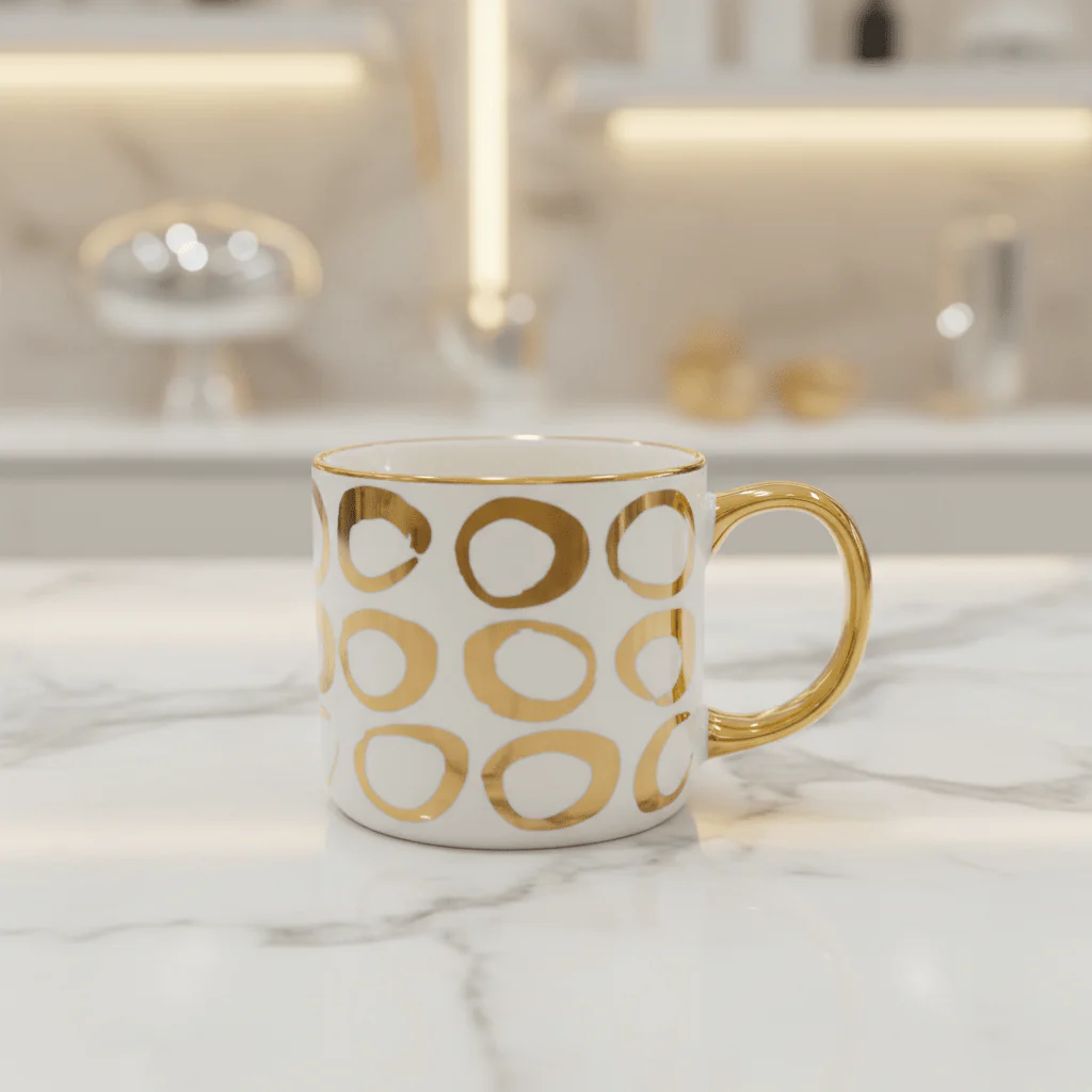 Golden Elegance Ceramic Mug | White & Gold Luxury Drinkware | 350ml - Image 4